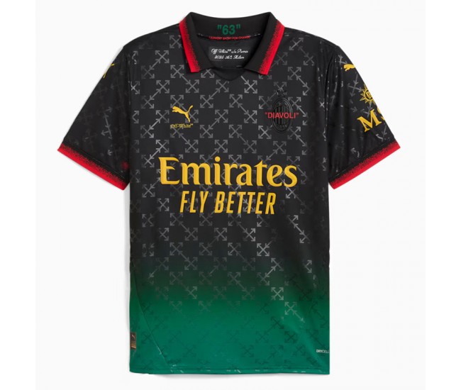 AC Milan x OFF-WHITE Adult Black-Power Green Soccer Jersey 2024