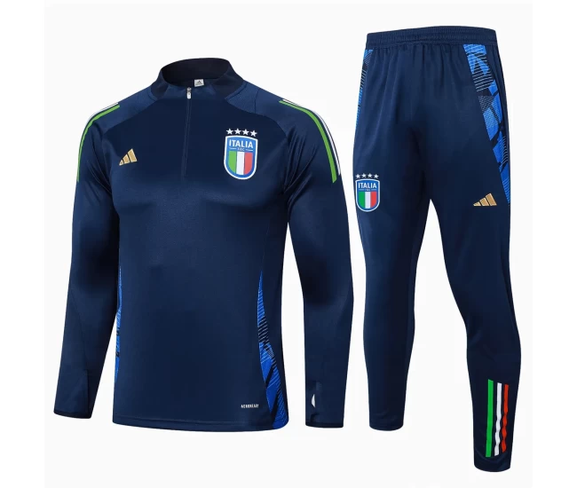 Tuta da calcio tecnica da allenamento blu navy da uomo Italia 2024-25